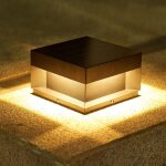 Lumi�res de chapeau de poteau solaire lampe exterieur lampadaire carr� de jardin noire 4 modes 3000k ...