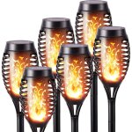 Lumi�res flamme solaire exterieure 6 pack etanche lampe torche solaire, lampe solaire flamme vacillante ...
