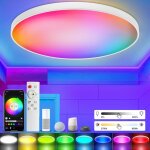 Lumi�re de plafond led avec t�l�commande, lumi�re de plafond rgb de 30w flush led changeant de couleur ...