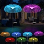 Lumiere solaire exterieur, 2 pices lampes solaires exterieures jardin, led mduse 7 couleurs changeantes ...