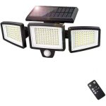 Lumi�res solaires ext�rieures 2500lm 210 led lumi�res de s�curit�, 3 t�tes lumi�res de capteur de mouvement, ...