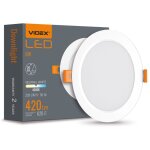 Luminaire encastr� rond blanc 11, 8 cm led int�gr� 6w downlight videx 4000k 620lm