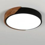 Luminaire plafonnier led bois, 30w lampe de plafond moderne ronde blanc froid 6500k, plafonnier led pour ...