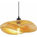 Snq - luminaire plafonnier rtro, chapeau bambou suspension rotin 40cm tissage plafonnier salle de bain ...