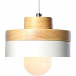Luminaire suspendu contemporain en bois et m�tal abat - jour blanc abat - jour industriel led plafonniers ...