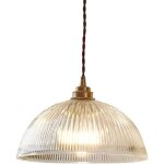 Luminaire suspension dme en verre transparent vintage industrielle avec base e27 en laiton cuivre lustre ...