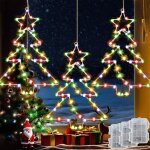 Lumineuse de no�l de fen�tre, 3 pi�ces 55 led decoration noel exterieur � pile, imperm�able etoile lumineuse ...