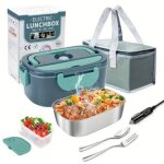 Lunch box chauffante �lectrique 4 en 1 12v / 24v / 110v220v, 1. 5l 40w acier inox chauffage rapide gamelle, ...