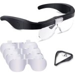 Lunette loupe avec 2 led, frontale grossissantes casque loupe mains libres avec 4 lentilles amovibles ...