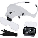 Lunette de loupe 2 lumi�res led 5 lentilles lunettes grossissantes ajustable, interchangeable, 1. 0x, ...