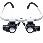 Lunette loupe - 2 lumi�res led - loupe binoculaire - lampe loupe grossissante pour horloger, lecture, ...