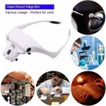 Lunettes loupe avec 2 lumi�res led, frontale grossissantes casque loupe mains libres pour couture, lecture ...