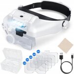 Lunettes loupe frontales de pr�cision avec led puissante et bandeau � visi�re grossissante 14x