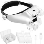 Harry - lunettes loupe frontale rechargeable avec lumi�re led, mains libres et 6 lentilles amovibles ...