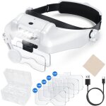 Lunette loupe grossissante, loupe frontale serre - t�te avec lumi�re led, lunette loupe avec 5 lentilles ...