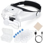 Lunette loupe grossissante, loupe frontale serre - t�te avec lumi�re led, lunette loupe avec 5 lentilles ...