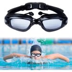 Lunettes de natation pour adultes avec protection uv et traitement antibue - bleu - noir