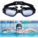 Lunettes de natation pour adultes avec protection uv et traitement antibue - bleu - noir