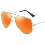Lunettes de soleil polaris�es pour hommes, monture dor�e, film rouge