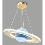 Lustre annulaire led, suspension �l�gante plan�te terre lune, luminaire suspendu au design nordique pour ...