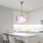 Lustre coquillage rose, lumi�re blanche, douille e14, luminaire d�coratif d'int�rieur, cha�ne ajustable ...