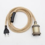 Lustre corde de chanvre c�ble 1. 8m, douille e27 interrupteur avec fil cable ampoule, pour diy lampe ...