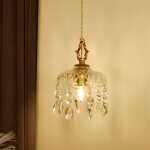 Lustre en cristal enti�rement en cuivre, lumi�re r�tro fran�aise pour all�e, porche, balcon, sans source ...