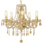 Lustre cristal lampe de plafond lustre lampe de salle à manger lampe de salon, métal acrylique or, 5 ... Lustre cristal lampe de plafond lustre lampe de salle à manger lampe de salon, métal acrylique or, 5 ...