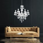 Lustre cristaux suspension 6 flammes suspension lustre blanc, cristal suspension accents chrom�s, 6x ...
