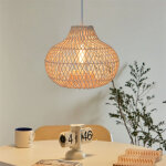 Lustre de cuisine en osier, abat - jour rond en rotin, abat - jour de lampe suspendue, luminaire de plafond ...