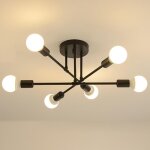Lustre, e27 plafonnier industriel noir, 6 lumi�res moderne plafonnier lustre luminaire industriel en ...