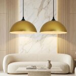 Lustres en fer dor� moderne - deux ensembles de lustres semi - circulaires �30cm, design industriel, ...