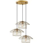 Lustre filaire en mtal dor - 3 abat - jours - h. 110 x l. 68 cm - lorevi