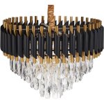 Beliani ? lustre glamour en m�tal et cristaux de verre dor� ? 40 cm ? abat - jour en aluminium ? compatible ...