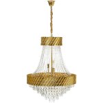 Lustre glamour en m�tal 70 cm avec cristaux �clairage salle � manger salon dor� karsa