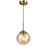 Lustre globe en verre vintage, ferrures en laiton, lumi�re chaude e27, convient pour salle � manger et ...