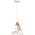 Lustre industriel moderne en bois, plafonnier cage en m�tal r�tro, adapt� � la cuisine, � la chambre, ...