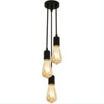 Lustre industriel, suspension en m�tal � 3 t�tes, plafonnier vintage, hauteur r�glable, pour salon, chambre, ...