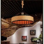 Lustre industriel vintage en corde de chanvre, 40 cm, luminaire suspendu rustique pour restaurant, bar, ...
