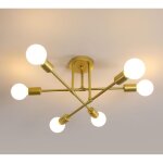 Lustre industriel vintage en m�tal � 6 lumi�res, culot e27, convient pour salon, chambre, cuisine, etc. ...