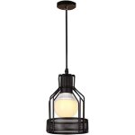 Lustre d'int�rieur e27, plafonnier industriel vintage, suspension en m�tal noir avec cage en fer pour ...