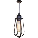 Lustre d'int�rieur e27, plafonnier industriel vintage, suspension en m�tal noir avec cage en fer pour ...