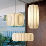 Lustre japonais moderne en soie wabi sabi, ampoule e27, luminaire suspendu, dcoration nordique pour ...