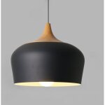 Lustre moderne en bois et m�tal, lustre de salon rond de 30 cm, lumi�re chaude led 15 w gratuite, plafonnier, ...