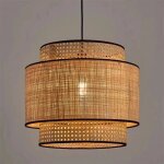 Lustre moderne en rotin de 40 cm, style japonais, lampe en tissu de bambou pour restaurant, chambre � ...