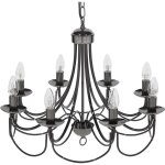 Lustre noir en m�tal pour 8 ampoules e14 max. 40w design classique glamour et r�tro pour salon ou salle ...