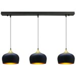 Bamyum - lustre en noir mtal  triple suspension ? lustre vintage e27 30 cm pour salon, chambre ou ...