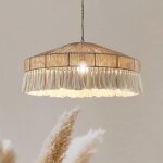Lustre � pampilles r�tro, lustre tiss� � la main de style boh�me, lustre en rotin, support de lampe 220ve27 ...