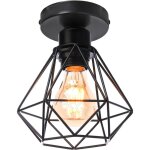 Lustre plafonnier industriel mtal suspension luminaire style cage gomtrique e27 mini lampe de plafond ...