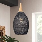 Lustre en rotin joyinled noir naturel rustique vintage tiss� � la main, suspension pour la maison, l'h�tel ...